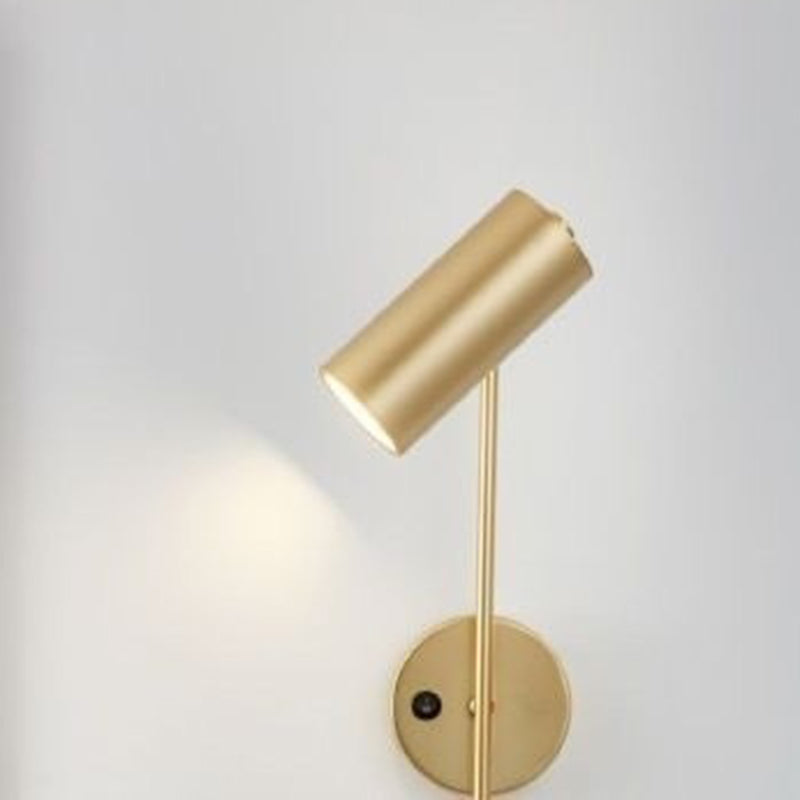 Contemporary Industrial Rotatable Cylindrical Iron 1-Light Wall Sconce Lamp For Bedroom