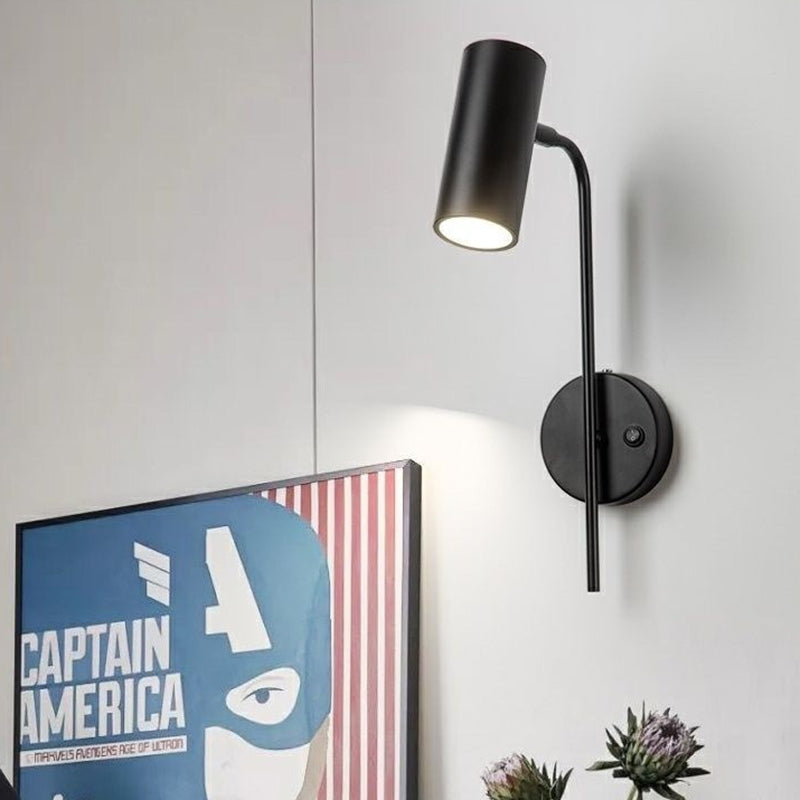 Contemporary Industrial Rotatable Cylindrical Iron 1-Light Wall Sconce Lamp For Bedroom