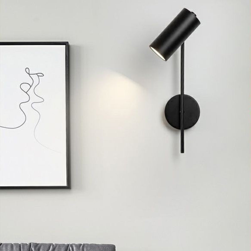 Contemporary Industrial Rotatable Cylindrical Iron 1-Light Wall Sconce Lamp For Bedroom