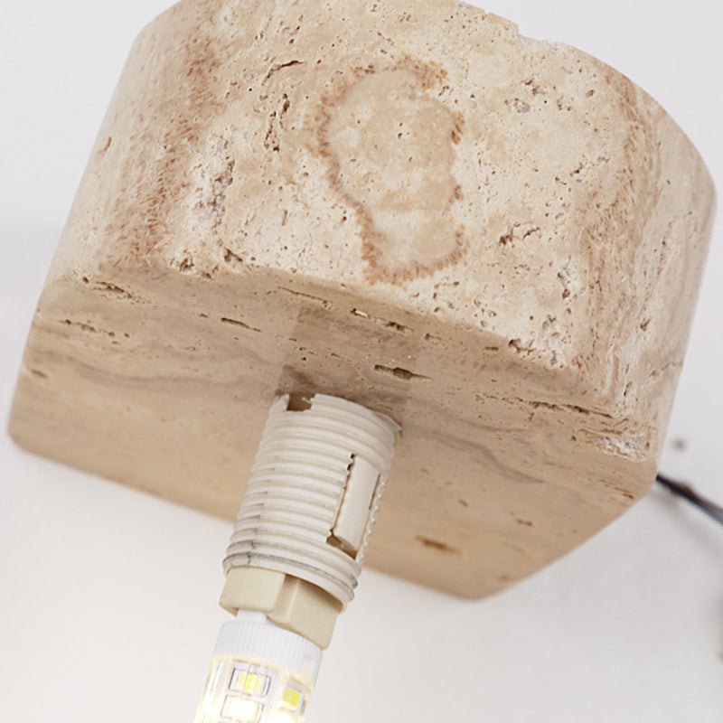Modern Simplicity Round Square Yellow Travertine Glass 1/2-Light Wall Sconce Lamp For Bedroom