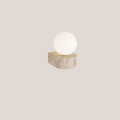 Modern Simplicity Round Square Yellow Travertine Glass 1/2-Light Wall Sconce Lamp For Bedroom