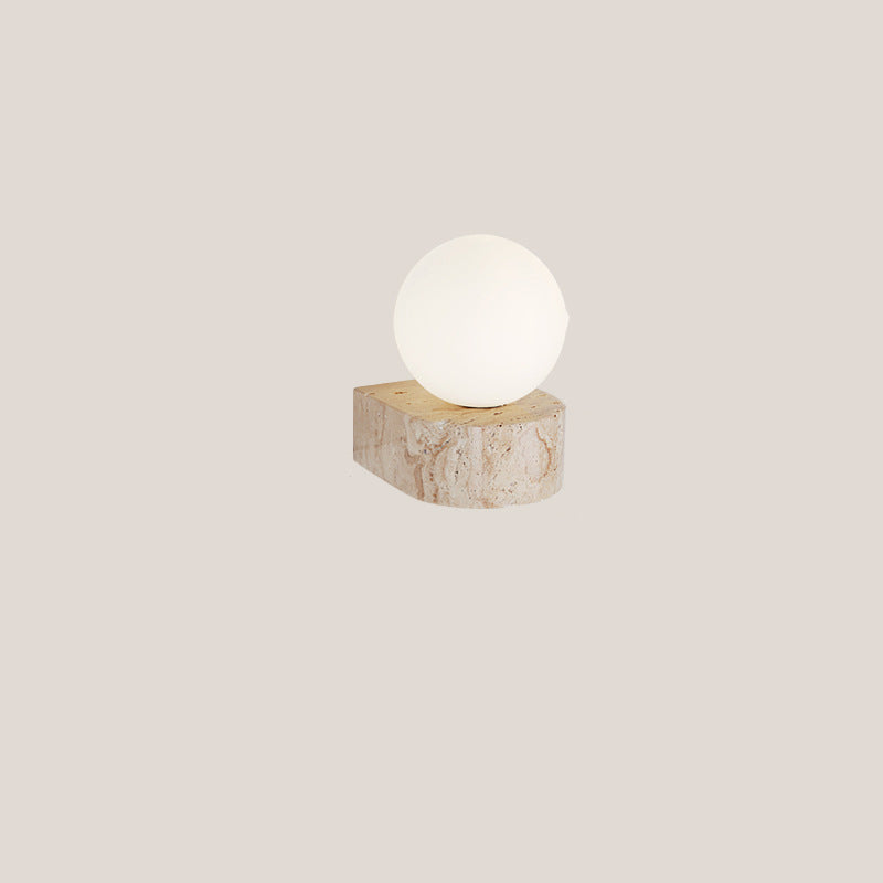 Modern Simplicity Round Square Yellow Travertine Glass 1/2-Light Wall Sconce Lamp For Bedroom