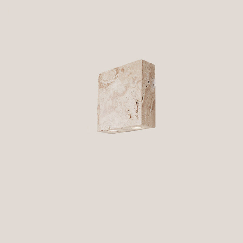 Modern Simplicity Round Square Yellow Travertine Glass 1/2-Light Wall Sconce Lamp For Bedroom