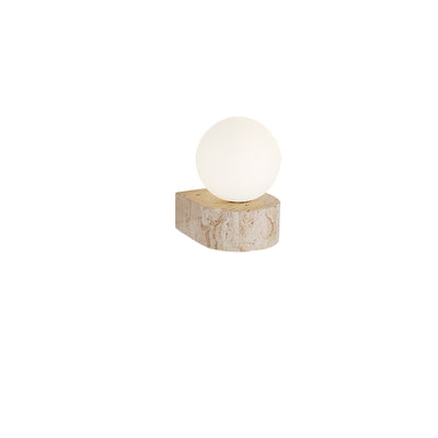 Modern Simplicity Round Square Yellow Travertine Glass 1/2-Light Wall Sconce Lamp For Bedroom
