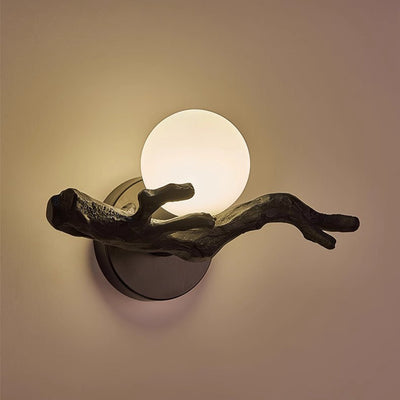 Traditional Chinese Branch Circle Resin PVC 1-Light Wall Sconce Lamp For Hallway