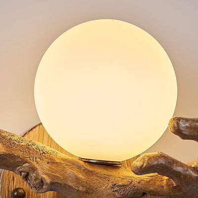 Traditional Chinese Branch Circle Resin PVC 1-Light Wall Sconce Lamp For Hallway