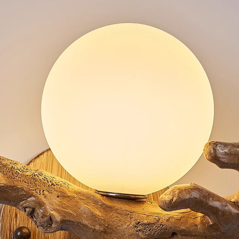 Traditional Chinese Branch Circle Resin PVC 1-Light Wall Sconce Lamp For Hallway