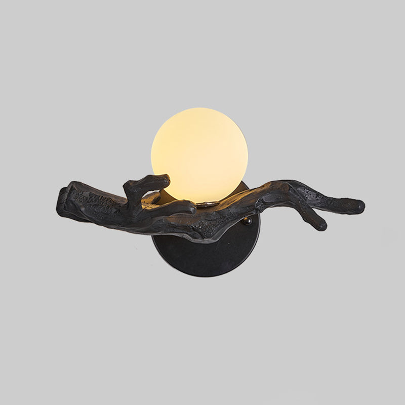 Traditional Chinese Branch Circle Resin PVC 1-Light Wall Sconce Lamp For Hallway