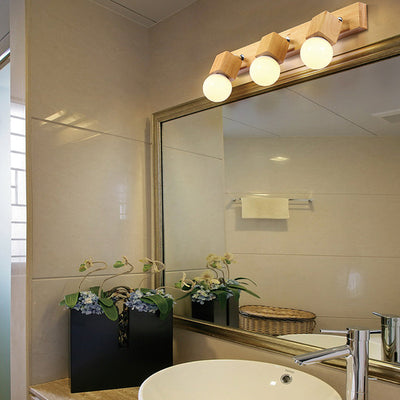 Modern Minimalist Rotatable Long Strip Square Solid Wood Hardware 2/3/4-Light Vanity Light Wall Sconce Lamp For Hallway