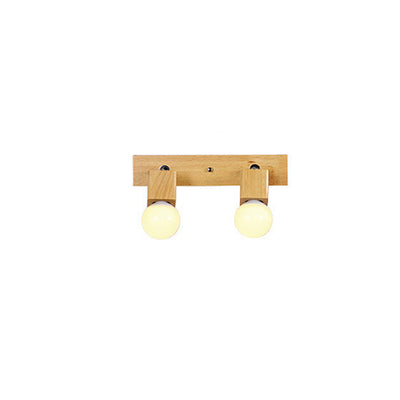 Modern Minimalist Rotatable Long Strip Square Solid Wood Hardware 2/3/4-Light Vanity Light Wall Sconce Lamp For Hallway