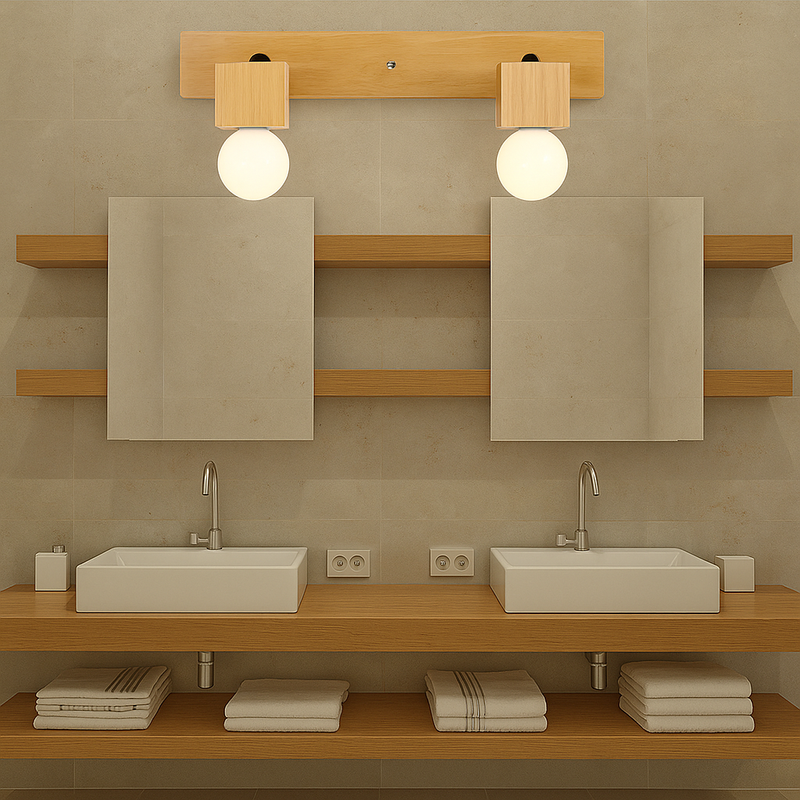 Modern Minimalist Rotatable Long Strip Square Solid Wood Hardware 2/3/4-Light Vanity Light Wall Sconce Lamp For Hallway
