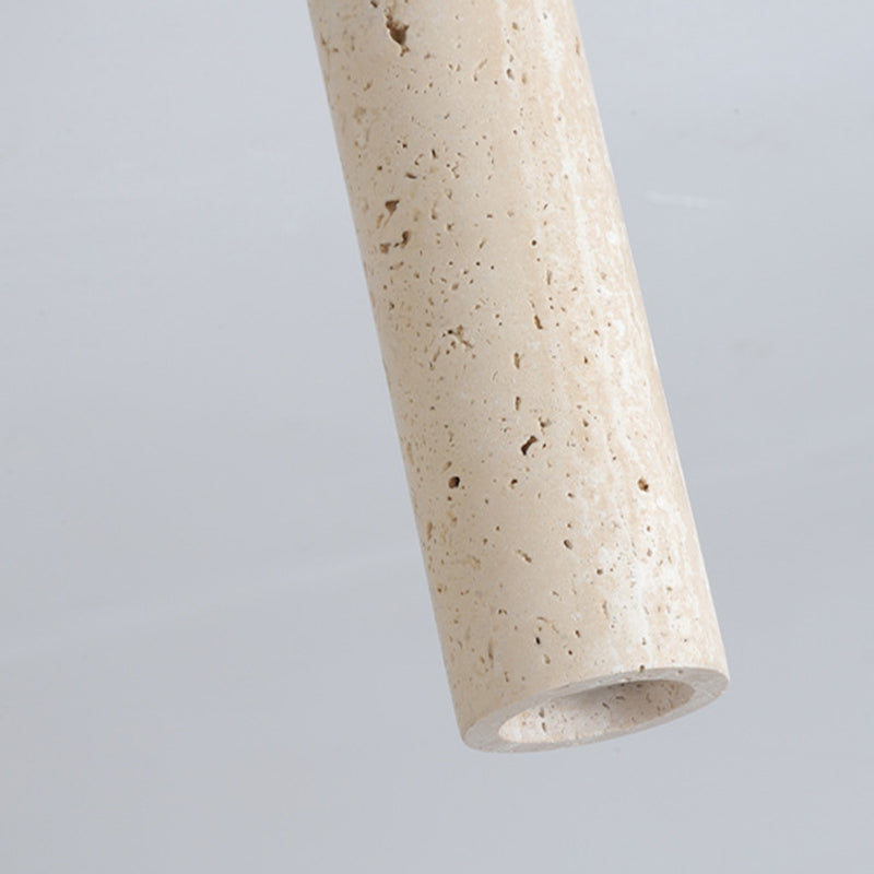 Modern Minimalist Cylindrical Yellow Travertine Iron 1-Light Flush Mount Ceiling Light For Entryway