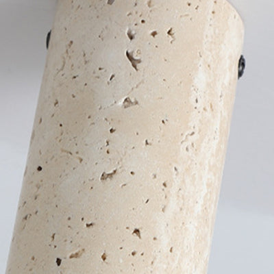 Modern Minimalist Cylindrical Yellow Travertine Iron 1-Light Flush Mount Ceiling Light For Entryway