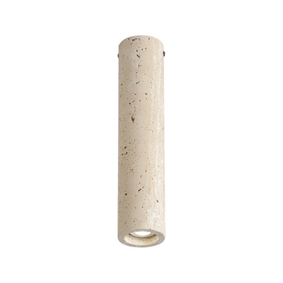 Modern Minimalist Cylindrical Yellow Travertine Iron 1-Light Flush Mount Ceiling Light For Entryway
