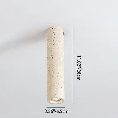 Modern Minimalist Cylindrical Yellow Travertine Iron 1-Light Flush Mount Ceiling Light For Entryway