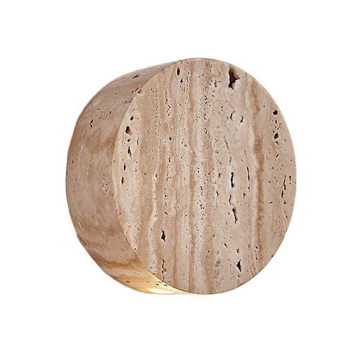 Modern Minimalist Round Yellow Travertine 1-Light Wall Sconce Lamp For Hallway