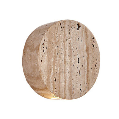 Modern Minimalist Round Yellow Travertine 1-Light Wall Sconce Lamp For Hallway