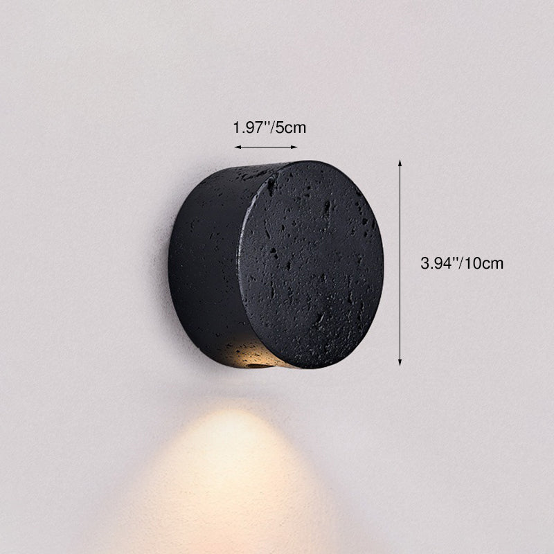 Modern Minimalist Round Yellow Travertine 1-Light Wall Sconce Lamp For Hallway