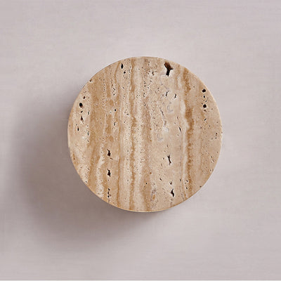 Modern Minimalist Round Yellow Travertine 1-Light Wall Sconce Lamp For Hallway