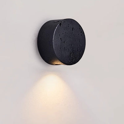 Modern Minimalist Round Yellow Travertine 1-Light Wall Sconce Lamp For Hallway