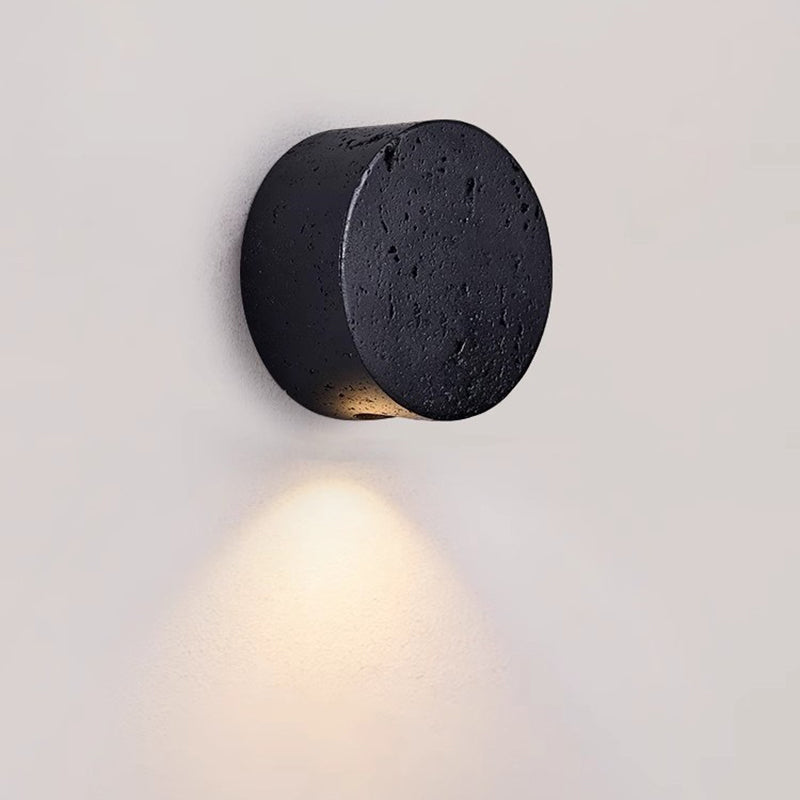 Modern Minimalist Round Yellow Travertine 1-Light Wall Sconce Lamp For Hallway
