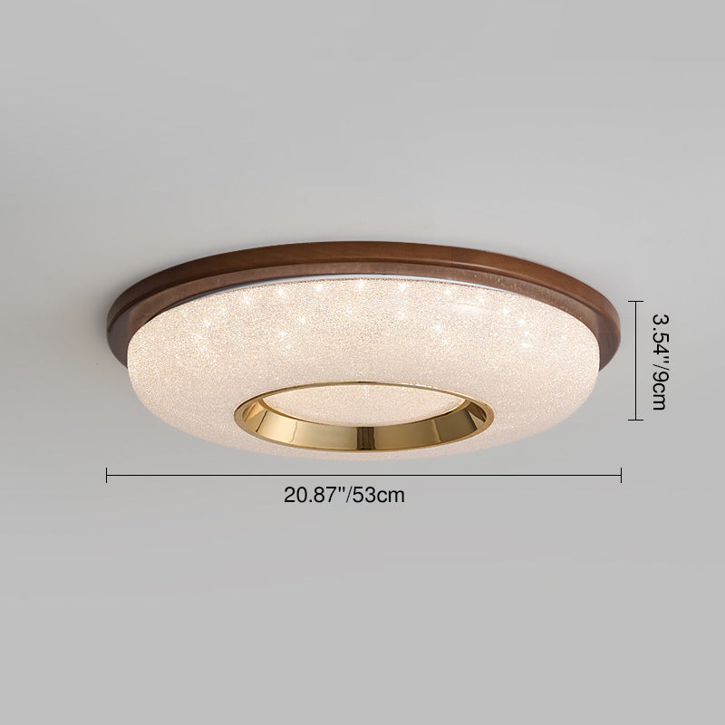 Traditionelle Vintage-hohlrunde Gummibaum-Acryl-LED-Deckenleuchte für Schlafzimmer 
