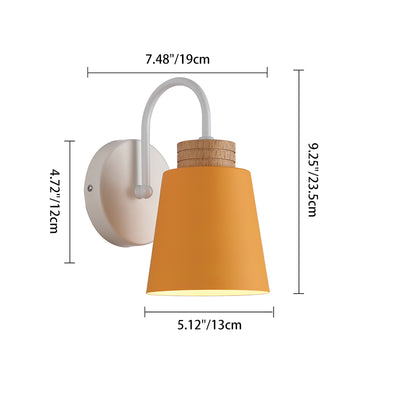 Contemporary Nordic Cylindrical Wood Iron 1-Light Wall Sconce Lamp For Bedroom