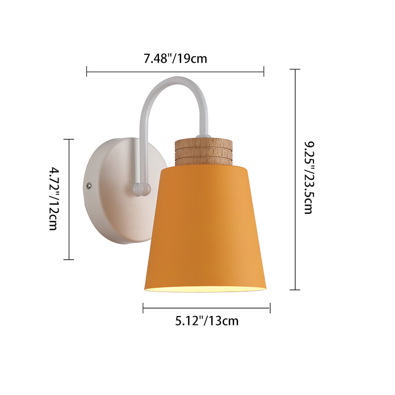 Contemporary Nordic Cylindrical Wood Iron 1-Light Wall Sconce Lamp For Bedroom