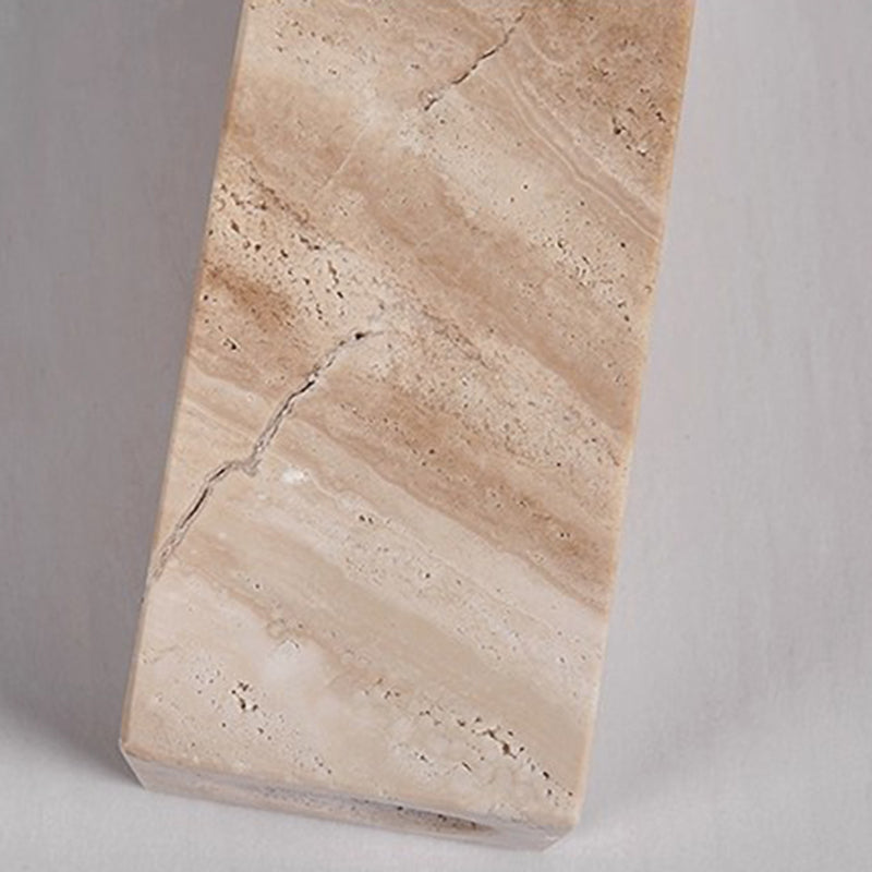 Modern Minimalist Round Solid Wood Yellow Travertine LED Flush Mount Ceiling Light For Entryway