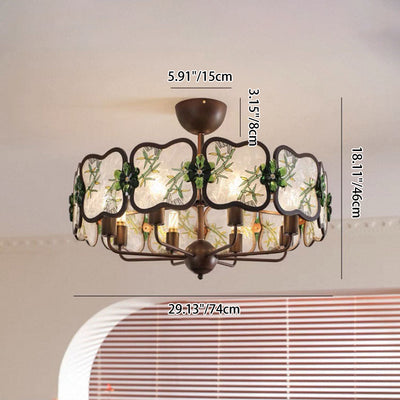 Traditional Chinese Enamel Color Clover Iron Acrylic Crystal 5/8-Light Chandelier For Living Room