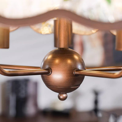 Traditional Chinese Enamel Color Clover Iron Acrylic Crystal 5/8-Light Chandelier For Living Room