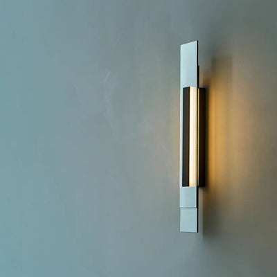 Contemporary Industrial Interlaced Rectangular Stainless Steel Glass LED Wall Sconce Lamp For Hallway