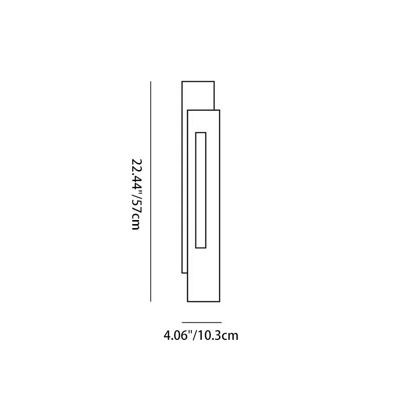 Moderne industrielle LED-Wandleuchte aus Eisen und Glas in ineinander verschlungener rechteckiger Form für den Flur 