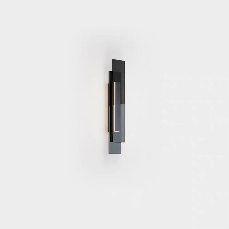 Contemporary Industrial Interlaced Rectangular Stainless Steel Glass LED Wall Sconce Lamp For Hallway