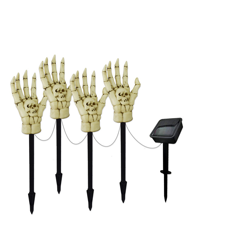 Modern Art Deco Waterproof Solar Halloween Skull Hand PE ABS LED Outdoor Light Landscape Lighting For Garden