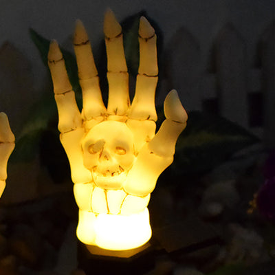 Modern Art Deco Waterproof Solar Halloween Skull Hand PE ABS LED Outdoor Light Landscape Lighting For Garden