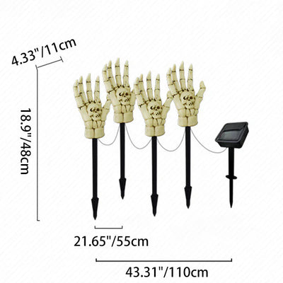 Modern Art Deco Waterproof Solar Halloween Skull Hand PE ABS LED Outdoor Light Landscape Lighting For Garden