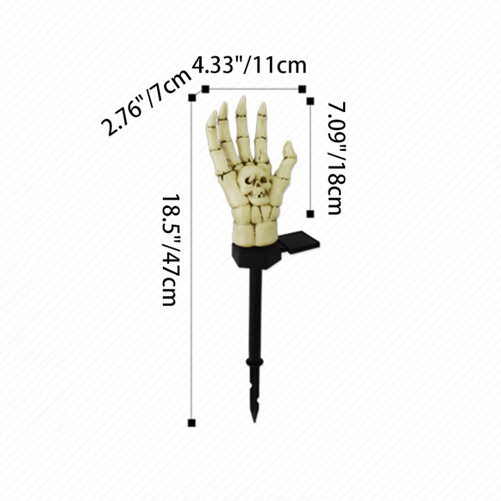 Modern Art Deco Waterproof Solar Halloween Skull Hand PE ABS LED Outdoor Light Landscape Lighting For Garden