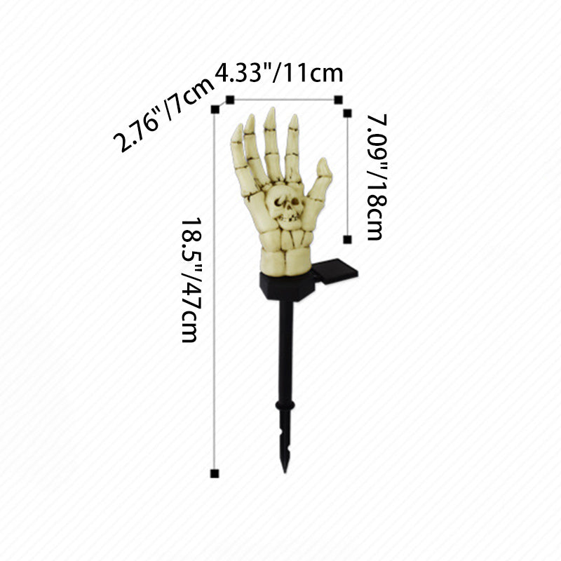 Modern Art Deco Waterproof Solar Halloween Skull Hand PE ABS LED Outdoor Light Landscape Lighting For Garden