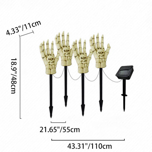 Modern Art Deco Waterproof Solar Halloween Skull Hand PE ABS LED Outdoor Light Landscape Lighting For Garden