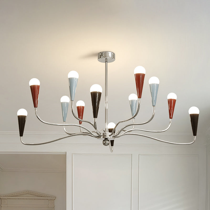 Modern Minimalist Tree Branch Iron Carbon Steel 6/9/12-Light Chandelier For Living Room