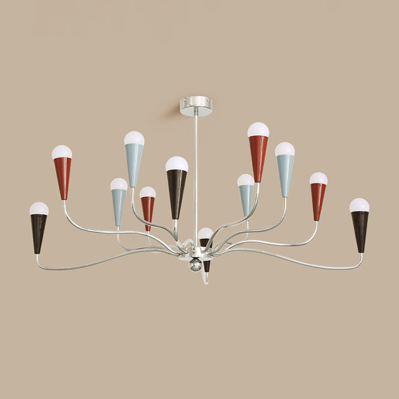 Modern Minimalist Tree Branch Iron Carbon Steel 6/9/12-Light Chandelier For Living Room