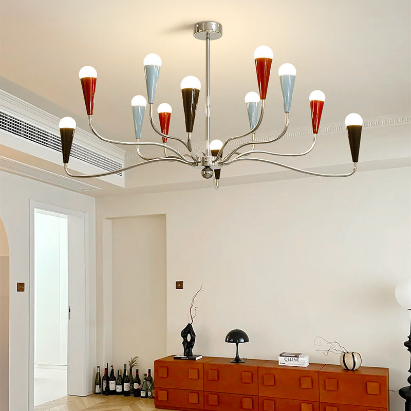 Modern Minimalist Tree Branch Iron Carbon Steel 6/9/12-Light Chandelier For Living Room