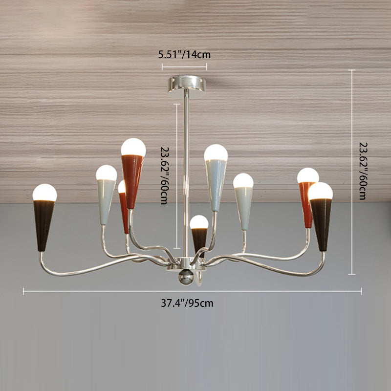 Modern Minimalist Tree Branch Iron Carbon Steel 6/9/12-Light Chandelier For Living Room