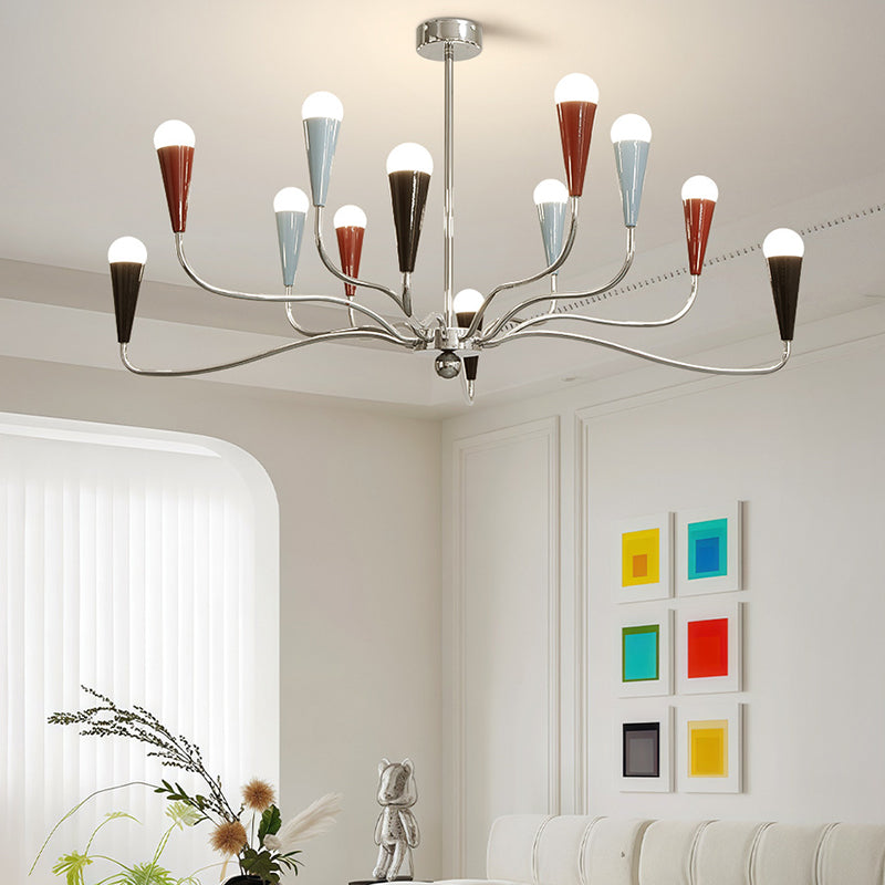Modern Minimalist Tree Branch Iron Carbon Steel 6/9/12-Light Chandelier For Living Room