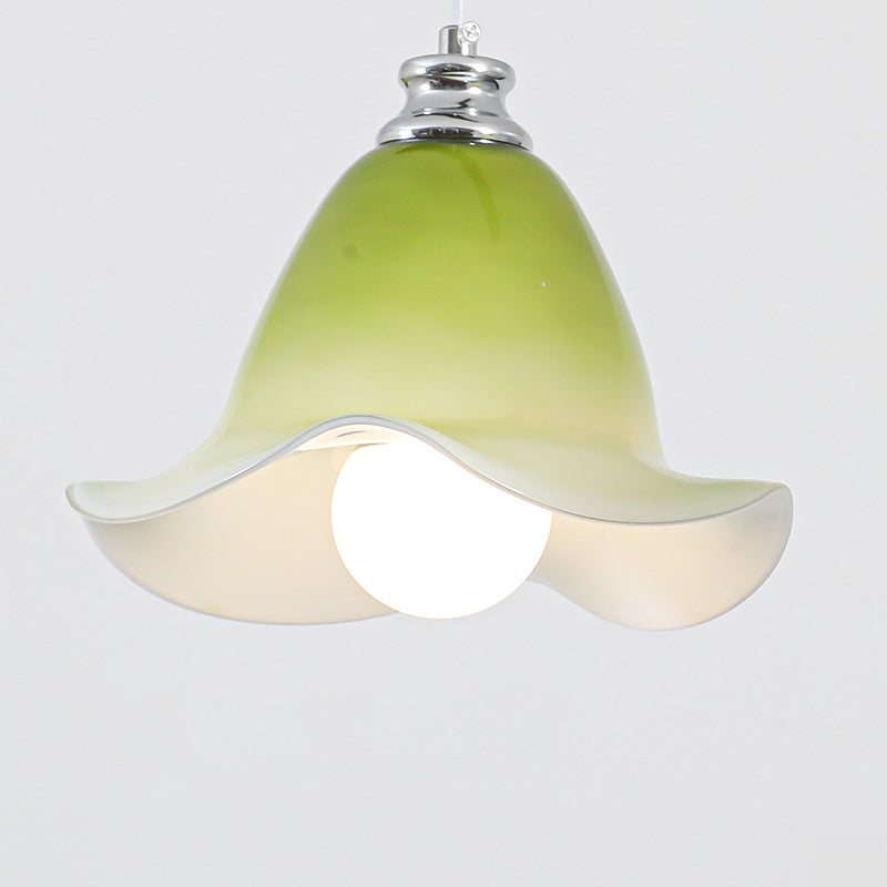 Traditional French Flower Iron Glass 1/3-Light Pendant Light For Living Room