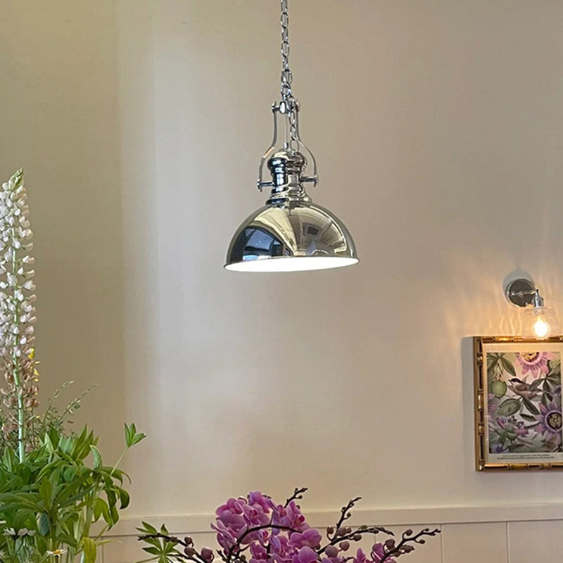 Suspension contemporaine en verre et fer industriel à 1 lumière pour salle à manger 