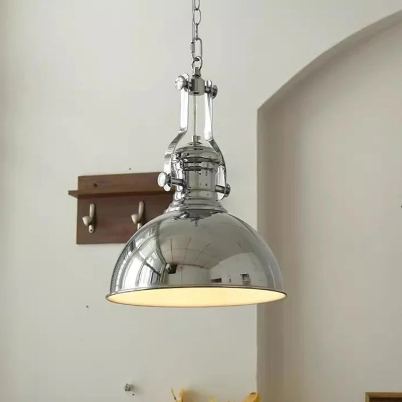 Suspension contemporaine en verre et fer industriel à 1 lumière pour salle à manger 
