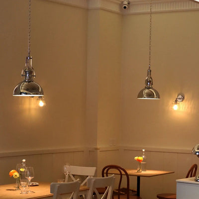 Suspension contemporaine en verre et fer industriel à 1 lumière pour salle à manger 