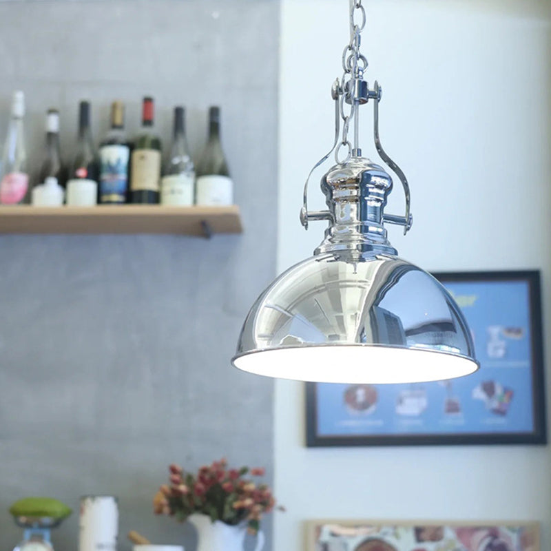 Suspension contemporaine en verre et fer industriel à 1 lumière pour salle à manger 